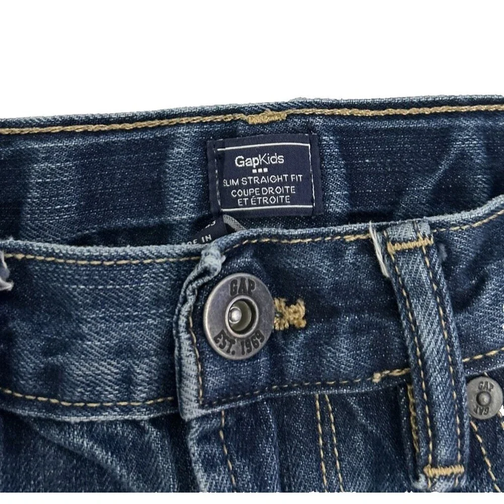 🔥Gap Slim Straight Fit Boys‎ Jeans Sz 10 dark wash blue VGC